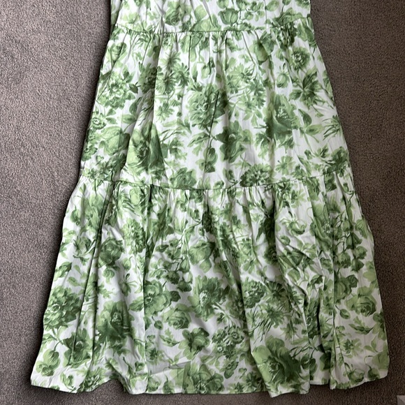 Abercrombie & Fitch Ruffle Sleeve Poplin Midaxi Dress in Green Floral Size XXS - Picture 6 of 6